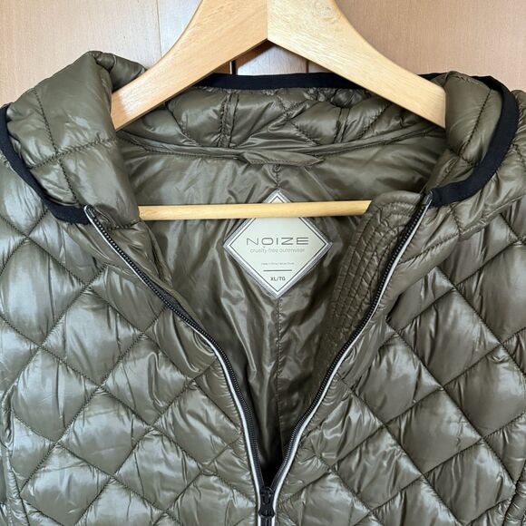NOIZE Stella Vegan Hooded Quilted Lightweight Puffer‎ Jacket Olive Green Size XL - Picture 3 of 14